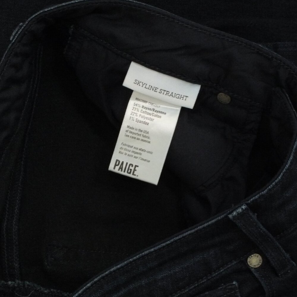 Paige Denim Skyline Straight Distressed Dark Wash Designer Jeans Women’s Size 30 - Picture 5 of 12